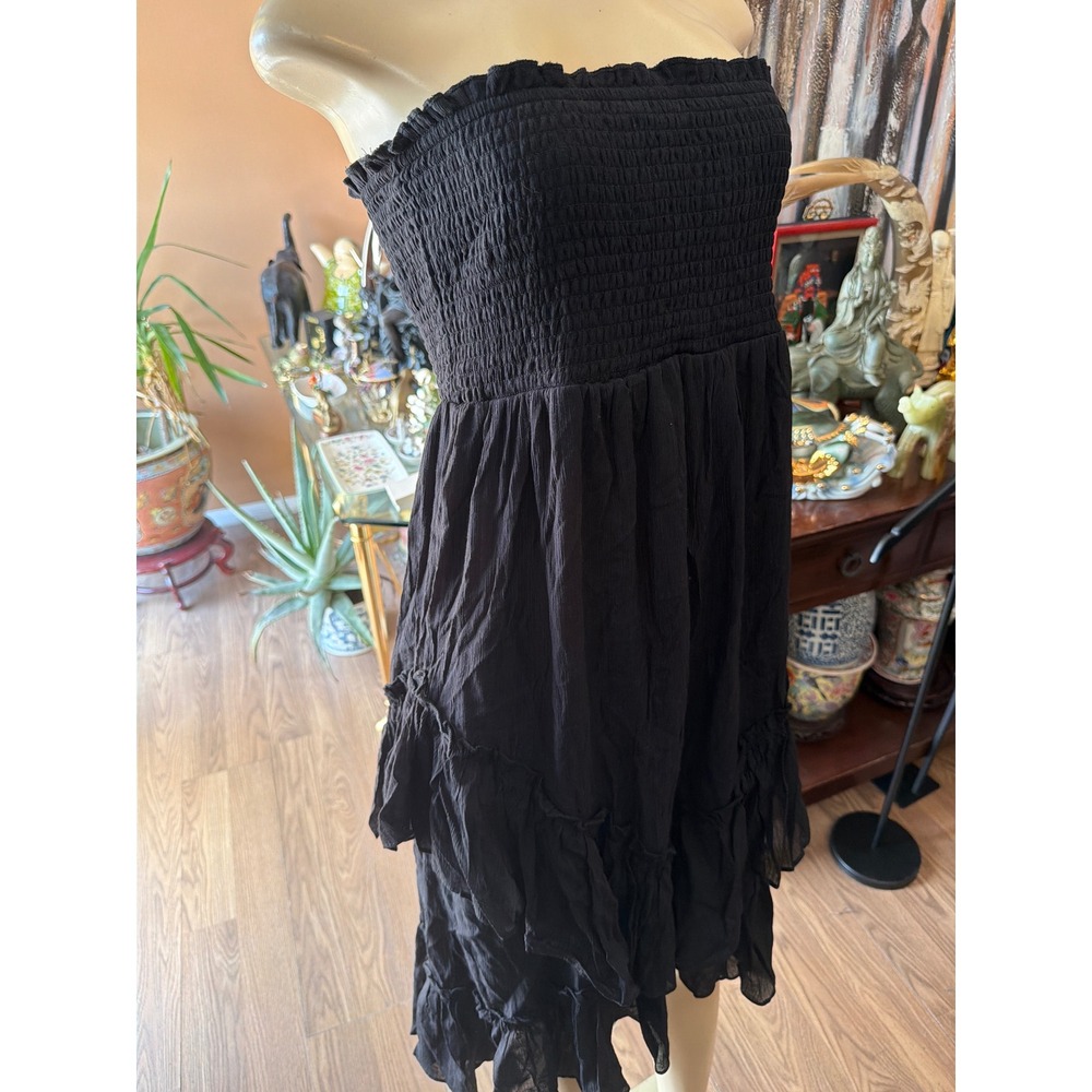 Tillys Full Tilt Black Smocked Tube Dress Tiered Ruffle Skirt Medium